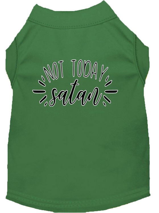 Not Today Satan Screen Print Dog Shirt Green XS